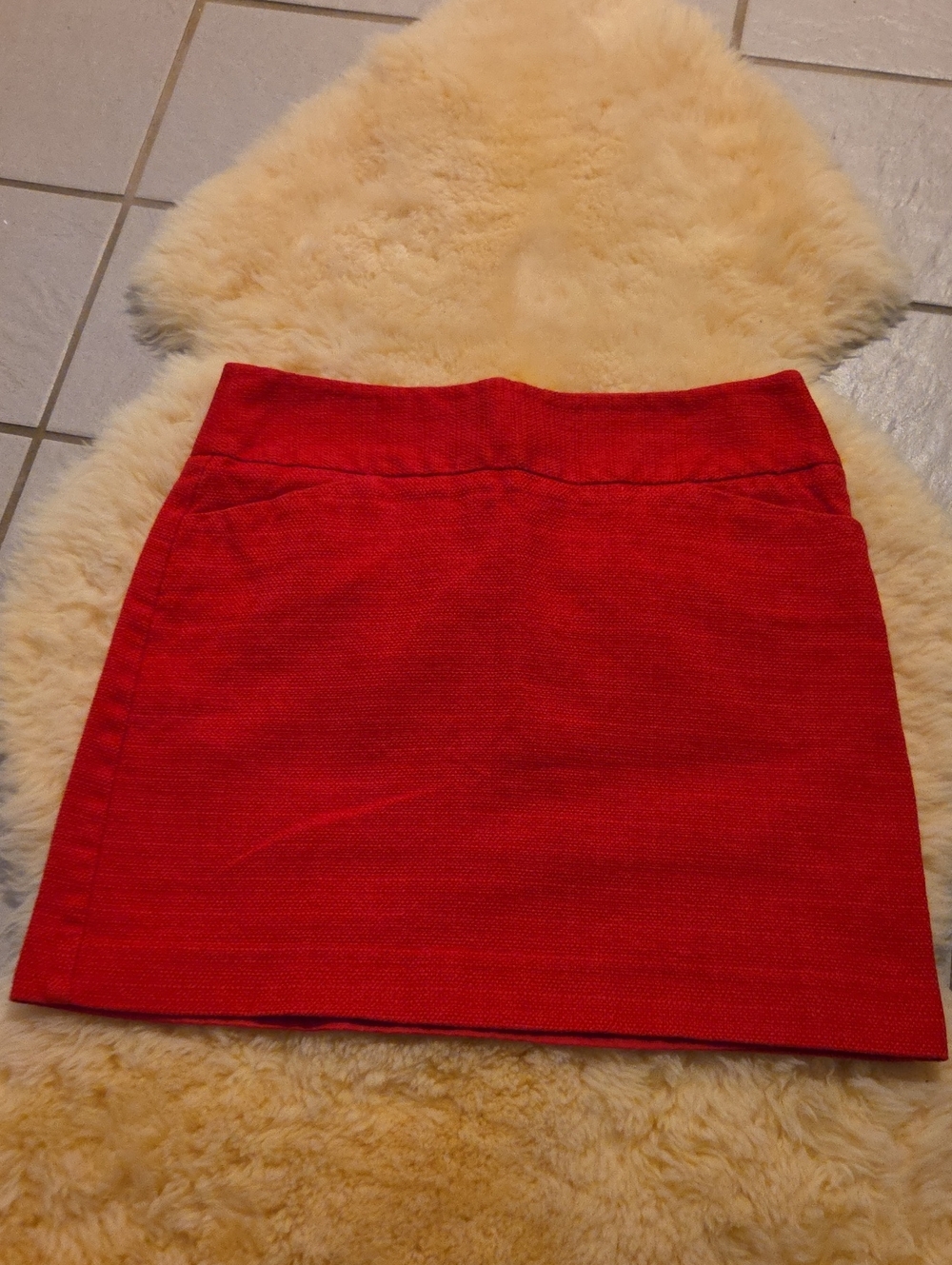 LOFT Red Mini Skirt with Subtle Texture